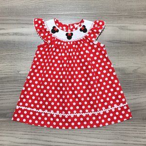 Boutique Minnie Mouse Girls Smocked Red Dress